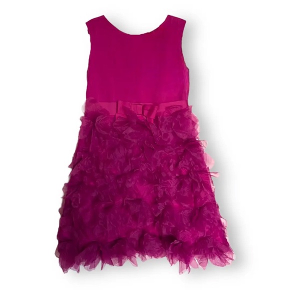 Maroon burgundy neiman Marcus marchesa dress size 8 sleeveless flower petals - Picture 4 of 9